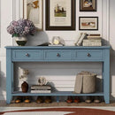 Farmhouse Modern Entryway Console Table 55.4'' Long Entry Sofa Table with Drawers & Storage Shelf for Living Room Hallway, Blue by CozyNest Decor