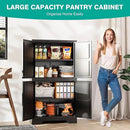 SISESOL Black Storage Cabinet with 4 Doors and 2 Adjustable Shelves,Farmhouse Food Pantry Cabinets,Small Bathroom Cabinet,4 Tier Metal Storage Cabinets for Home Kitchen,Dining/Living/Laundry/Room by CozyNest Decor