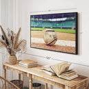 ElephantStock Baseball In Stadium Wall Art - Horizontal Framed Canvas - 1-Piece Living Room Wall Decor - Car Photography Canvas Print - Brown and Beige Decor for Wall - 40" X 27" by CozyNest Decor