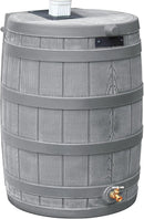 Good Ideas Rain Wizard 50 Gallon Plastic Outdoor Home Water Storage Tank Rain Barrel Collector with Brass Spigot and Flat Back Design, Gray by GreenHaven Gardens