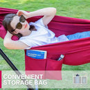 PNAEUT Double Hammocks with Stand for Outside, Portable Space Saving Heavy-Duty Steel Stand for Indoor Outdoor Patio with Carrying Bag, 450 lbs Capacity (Cherry) by GreenHaven Gardens