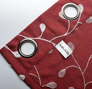 MIUCO Floral Embroidered Semi Sheer Curtains Faux Linen Grommet Window Curtains for Bedrooom 52 x 84 Inch 2 Panels, Burgundy by CozyNest Decor
