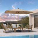 PURPLE LEAF 6.5' x 10' Patio Umbrella Outdoor Table Umbrella Aluminum Market Umbrella with Push Button Tilt & 8 Sturdy Ribs and Crank Rectangular Sun Umbrella for Pool Backyard Beach, Taupe by GreenHaven Gardens