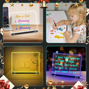 Doodle Glow, LED Note Board with Colors, 14.1"x10.9" Arvana Acrylic Dry Erase Board, 16M-Color LED Light-Up Memo Board w/Music Sync, APP & Remote, Stand & 7 Markers, Neon Glow Display (Black) by TinyTreasures Baby Boutique