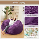 Bean Bag Chairs for Adults - Memory Foam Furniture BeanBag Chair - Kids/Teens Sofa with Soft Micro Fiber Cover - Round Fluffy Couch for Living Room Bedroom College Dorm - 3 ft, Purple by CozyNest Decor