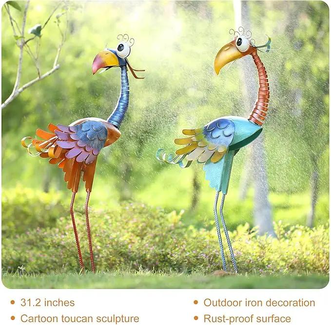 Tooarts Metal Garden Bird Statue Standing Animal Backyard Ornaments Outdoor Sculpture for Lawn Patio Art Decoration, photo 3 of 7