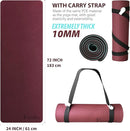 Extra Thick Exercise Yoga Mat with Strap - 2/5 Inch (10MM), Non-Slip Workout Mat for Yoga, Pilates, and Floor Exercises by TinyTreasures Baby Boutique