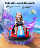 ELEMARA Bumper Cars for Kids with Big Wheels, 2.2 Mph, 12v Electric Ride On Toys with Remote Control, 360 Degree-Spin Bumper Car for Toddlers with DIY Stickers, Bluetooth, Music, LED Light, Red by TinyTreasures Baby Boutique