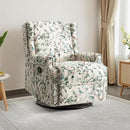 UIXE Swivel Rocker Manual Recliner Chair, Wingback Swivel Glider Fabric Nursery Reclining Sofa Chair, High Back Upholstered Arm Chair for Living Room Bedroom - Bird Pattern by CozyNest Decor