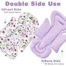 3-in-1 Infant Car Seat Insert, Soft Head and Body Support,Ultra & Strap Covers Set, Reversible Newborn Car Seat Cushion Pad for Baby Boy & Girl fits Stroller, Swing, Bouncer (Purple Flowers) by TinyTreasures Baby Boutique
