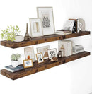 12" Deep Floating Shelves for Wall 55 Inches Long, Heavy Duty Wall Shelves for Bedroom Bathroom Kitchen Laundry Room, Farmhouse Rustic Shelves for Home Decor, 55" X 12" X 2" Set Of 2, Rustic Brown by CozyNest Decor