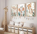 3 Pcs Safari Animals Nursery Canvas Wall Art Jungle Animals Cheetah Elephant Tiger Kids Room Illustration Pictures Wall Decor Posters Print Artwork for Classroom Boy's Girl's Room Bedroom by CozyNest Decor