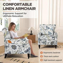 Wingback Accent Chair with Removable Pillow, High Back Floral Armchair with Solid Wood Legs & Nailhead Trim, Comfy Upholstered Reading Single Sofa Chair for Bedroom (1, Blue Floral Pattern) by CozyNest Decor
