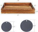 LotFancy Large Ottoman Tray for Living Room, 17x13'' Wood Serving Tray with Handles, Home Décor for Coffee Table, Sofa, 2 Skidproof Coasters Included by CozyNest Decor