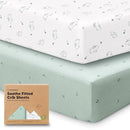 KeaBabies 2-Pack Organic Crib Sheets for Boys, Girls - 52x28 Fitted Crib Mattress Sheet Neutral, Breathable Jersey Cotton Cover for Baby Bed, Toddler Mattress, Soft & Cute Prints (Bunnies) by TinyTreasures Baby Boutique