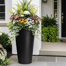 2-Pack 28" Tall Metal Planters - Heavy-Duty Round Flower Pots with Built-in Drainage + Rustic Industrial Finish, All-Climate Deck & Patio Ready Indoor/Outdoor Multi-Scene Garden Vessels by CozyNest Decor