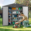 Gizoon Outdoor Storage Shed 6 x 4 FT, Galvanized Metal Garden Shed with Double Lockable Doors, Outdoor Storage Clearance for Backyard Patio Lawn-Dark Grey by GreenHaven Gardens