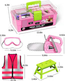 Deejoy Tool Set with Tool Box & Electronic Toy Drill, Pretend Play Kids Construction Kits for Kids Ages 3-5 Years Old, Toddler Tool Set(Pink) by TinyTreasures Baby Boutique