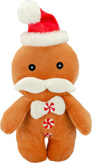 Giftable World Holiday Plush Pet Toy Fun for Christmas Designs with Squeaker Dog Chew Toy (8" Jolly Ginger w/Squeaker & Crinkle) by TinyTreasures Baby Boutique