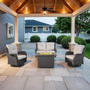 4 Piece Patio Furniture Set with Fire Pit Table - 41inch 50000 BTU Propane Fire Pit Table with High Back Loveseat Glider Chair and 2 Swivel Rocker Chair for Casual Gathering by GreenHaven Gardens