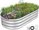 1MORE Galvanized Raised Garden Bed- Planter Garden Boxes Outdoor, Raised Beds for Gardening, 4x2x1ft Metal Garden Bed Kit for Vegetables Flower, Planter Raised Bed with Protective Tape & Tools.Silver by GreenHaven Gardens