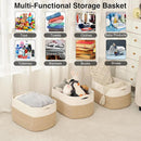 Large Storage Baskets for Organizing Shelves, Woven Cotton Rope Bins for Baby Nursery Organization, Book Toy Towel Organizer, 17"x13"x9.5", 3 Packs, Off White & Brown by TinyTreasures Baby Boutique