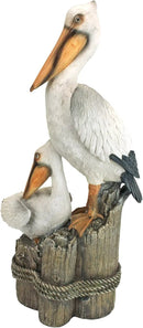 Design Toscano Coastal Decor Ocean's Perch Pelicans Garden Bird Statue, 9 Inch Wide, 24 Inch Tall, Cast Stone Resin, Full Color Finish by CozyNest Decor