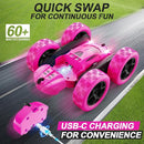 RC Cars, Rose Remote Control Car for Girls, 2.4 GHZ Double Sided RC Stunt Car 360° Rotating Remote Control Crawler with Headlights Car Toys for 6 7 8 9 10 11 12 Girls Birthday Gift by TinyTreasures Baby Boutique