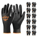 OKIAAS Work Gloves for Men,Ultra Thin and Lightweight Working Gloves with Grip,12 Pairs Bulk Pack Construction Gloves with Polyurethane Coating,Safety Gloves for Light Duty Work (Black, Large) by GreenHaven Gardens