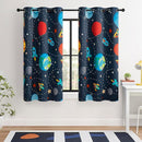 Kids Space Themed Blackout Curtains - 2 Panels, Each W42×L54, 100% Blackout, Perfect for Bedroom and Nursery, Energy Saving with Vibrant Cosmos Patterns by TinyTreasures Baby Boutique