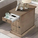 Traditional Wood End Table with Charging Station, Modern Vintage Sofa Chair Side Table Nightstand with Storage & Drawer for Living Room Bedroom, No Assembly, Antique Brown by CozyNest Decor