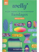 Welly Bandage Family Pack | Adhesive Flexible Fabric & Waterproof Bandages | Assorted Shapes and Patterns for Minor Cuts, Scrapes, and Wounds - 80 Count by TinyTreasures Baby Boutique
