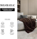 Mon Chateau Luxury Ultimate Plush Faux Fur Throw with 6cm Foldover for Couch, Sofa, or Bed - Plush Ultra Soft Blanket for Sleeping or Home Décor, 60" x 70" (Foldover Brown) by CozyNest Decor