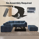 118" 6-Seater Cloud Sofa,Modular Sectional Couch with Ottoman,Modern Deep Seat Upholstered Couches with Plush Corduroy Fabric for Living Room Furniture,Bedroom and Apartment,No Assembly Required,Blue by CozyNest Decor