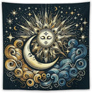 HZOHNAGO Sun Moon Tapestry Boho Golden Stars Pattern Printed Wall Tapestry Wall Hanging for Bedroom Living Room Dorm 60" W x 60" H by CozyNest Decor