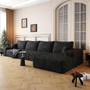 136" Sectional Couches for Living Room Modern Modular Sofa with L-Shape Couchs Upholstered Boneless Couch Deep Seat Sectional Couch with Chaise (Black, Right Facing Chaise+3Seaters) by CozyNest Decor