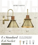 Barn Sconce Wall Lighting, HWH Gooseneck Wall Sconces Indoor Wall Lights, 1-Light Vanity Wall Lamp for Bathroom Bedroom Bedside Kitchen, Hammered Metal Shade, Antique Brass Finish, 5HZG74B BG by CozyNest Decor