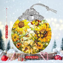 Stained Glass Suncatcher, Jocidea Sunflower and Butterfly Decor, Christmas Ornament, Holidays Ornaments, Christmas Tree Ornament, Sunflower and Butterfly Gifts by GreenHaven Gardens