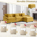 URRED Modular Sectional Sofa Comfy Cloud Couch, Modern Chenille Sofa Sleeper Deep Seat Couches with Ottoman/Pillows for Living Room (Yellow, 117''- L Shape) by CozyNest Decor