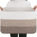 OIAHOMY Rectangle Woven Storage Basket - Nursery Cotton Rope Baskets for Storage, Toy Basket Organizing for Living Room, 17.7"x13.8"x11"- Pack of 3 - Gradient Yellow by TinyTreasures Baby Boutique