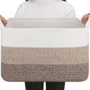 OIAHOMY Rectangle Woven Storage Basket - Nursery Cotton Rope Baskets for Storage, Toy Basket Organizing for Living Room, 17.7"x13.8"x11"- Pack of 3 - Gradient Yellow by CozyNest Decor