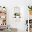 Wooden Macrame Wall Hanging w/Shelf & Sturdy Beaded Rope - Handmade Modern Living Room Decor - Macrame Wall Decor to Securely Hold Plants & More - Beautiful Boho Decorations for Interior Design by CozyNest Decor