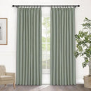 Macochico 100% Blackout Fog Green Linen Curtains 84 Inches Long Pinch Pleated Burlap Curtains for Bedroom Living Room Farmhouse Nursery Thermal Window Panels with Tieback 72”Wx84”L 1 Panel