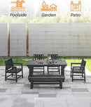 HDPE Outdoor Bench, 55" Patio Bench Outdoor Furniture, Poly Lumber Adirondack Benches, Fade-Resistant HDPE Garden Backless Benches for Park, Poolside, Garden, Porch, Obsidian by CozyNest Decor