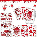NEBURORA 6 Sheets Terror Bloody Handprint Footprint PVC Window Stickers Spooky Wall Decal and Floor Stickers for Halloween Decorations Party Decorations