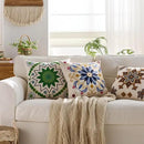 Embroidered Throw Pillow Cover 18x18 Classic Boho Floral Pattern Pillows Cover Outdoor Decorative Pillowcase,Durable Cozy Textured Cushion Case for Sofa Couch Bed Living Room,Green by CozyNest Decor