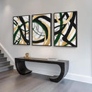 Large Framed Abstract Wall Art for Living Room, Set of 3 Modern Canvas Prints Painting Artwork for Walls, Black Green and Gold Brush Stroke Pictures for Hallway Dining Room Office Wall Decor 24x36 In by CozyNest Decor