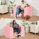 Folding Bean Bag Chair for Adults,3-in-1 Bean Bag Couch Faux Fur Floor Sofa Large Beanbag Convertible Bean Bag Sofa Bed with Pillow in Bedroom,Living Room,Apartment(Twin,Pink) by CozyNest Decor