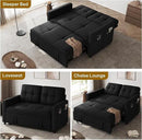 YITAHOME 55" Convertible Sofa Bed, 3-in-1 Sleeper Sofa with Iron Frame Pull-Out Bed, Linen Futon Couch with Reclining Backrest and Side Pocket, Modern Loveseat for Living Room Bedroom Apartment, Black by CozyNest Decor