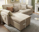 VanAcc Sleeper Sofa, Sofa Bed- 2 in 1 Pull Out Couch Bed with Storage Chaise for Living Room, Comfy Sleeper Couch, Beige Chenille by CozyNest Decor